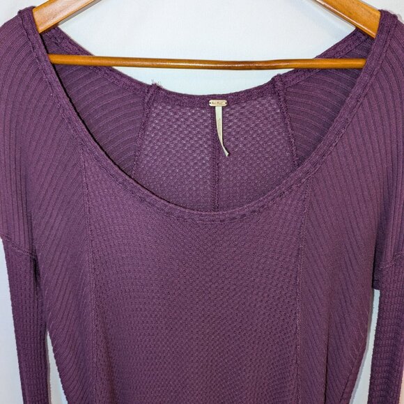 Free People | Ventura Waffle Knit Thermal Tee in African Violet	| Size Small - Picture 5 of 12